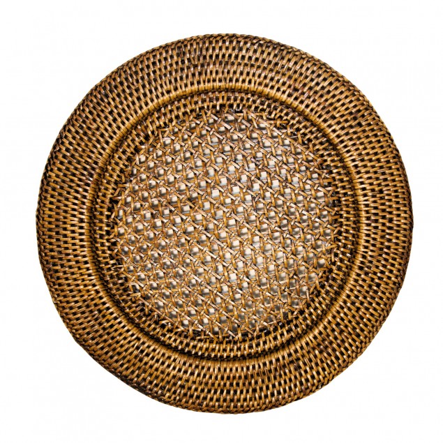 A192 - Prato Marcador Rattan Castanho 33cm