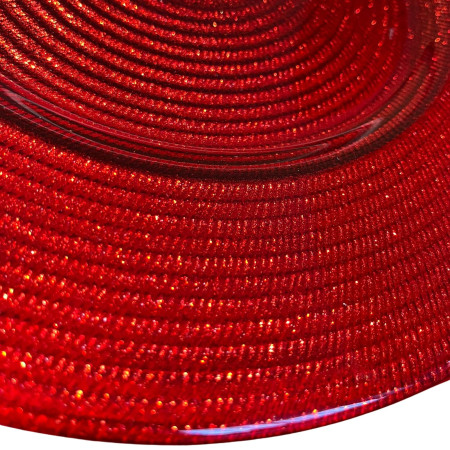 Prato Marcador Vidro Vermelho 33cm