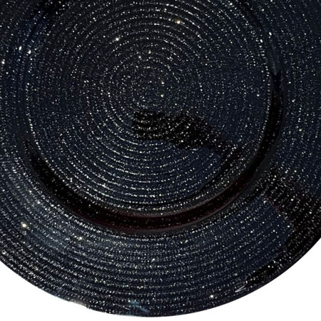 Prato Marcador Vidro Preto 33cm