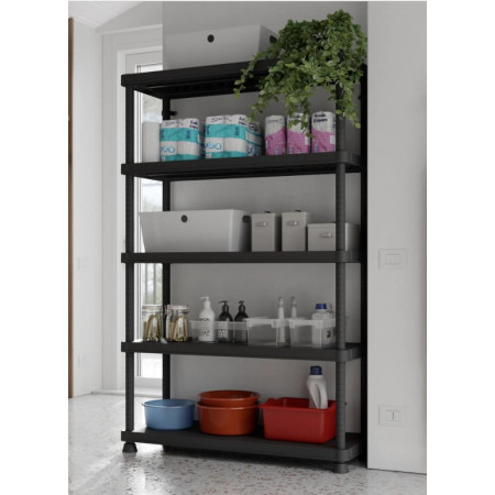  Estante Modular 5 Níveis em PVC Preto L:1,20m