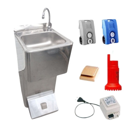 Lava-mãos Pavimento Autónomo em Aço Inox